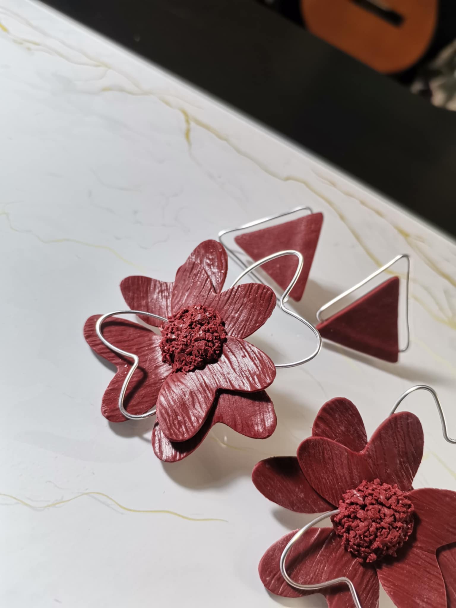 Handmade σκουλαρίκια "Flowery" κεραμιδί
