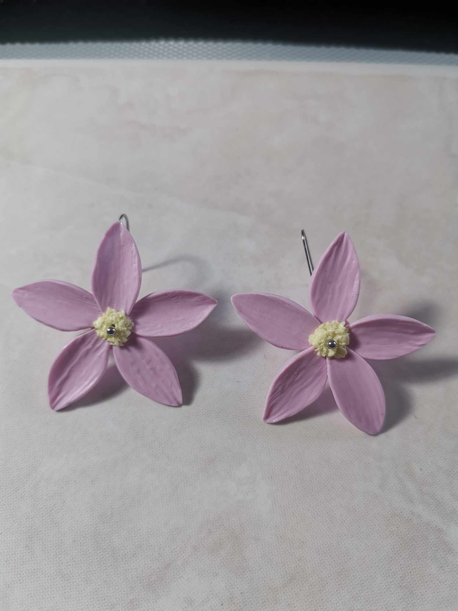 Handmade σκουλαρίκια “pink flower” ροζ κίτρινο