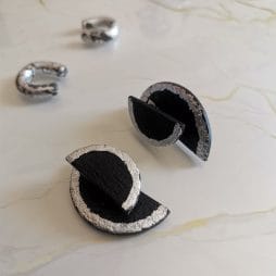 Handmade σκουλαρίκια "3D" μαύρα ασημί