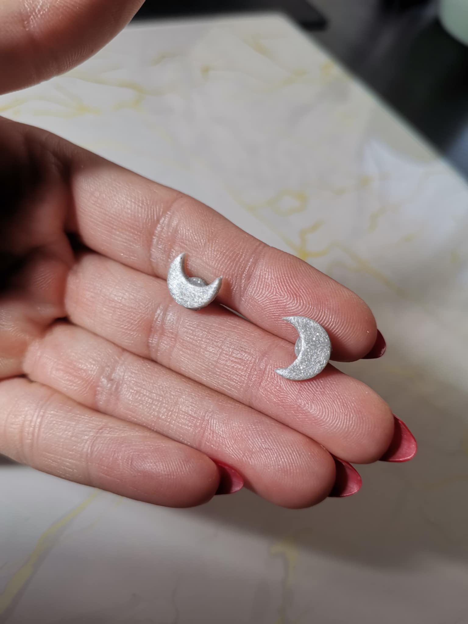 Handmade σκουλαρίκια "moon" γκρι ασήμι