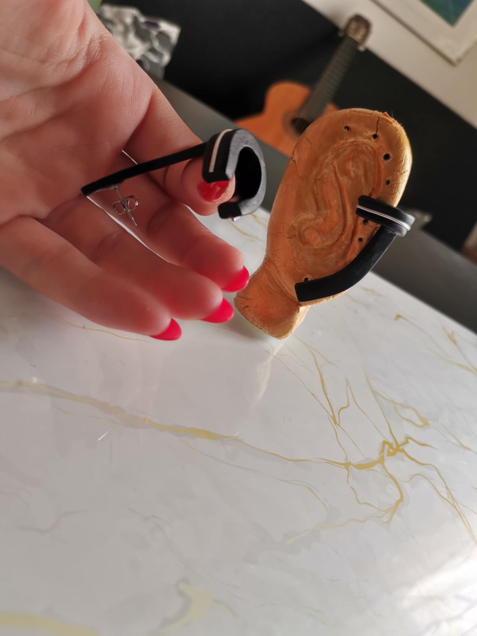 Handmade σκουλαρίκια "cuffearrings" μαύρα