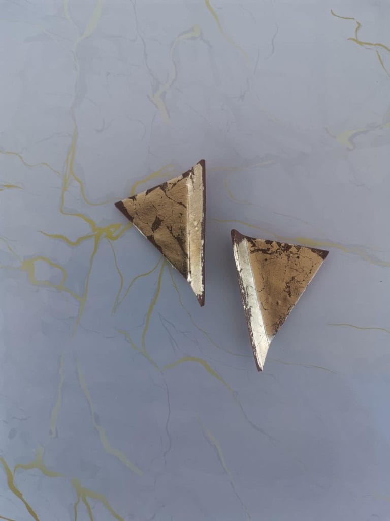 Handmade σκουλαρίκια "gold shuttle" καφέ χρυσό