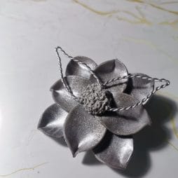 Handmade καρφίτσα "silver leaf brooch" γκρι, ασημί
