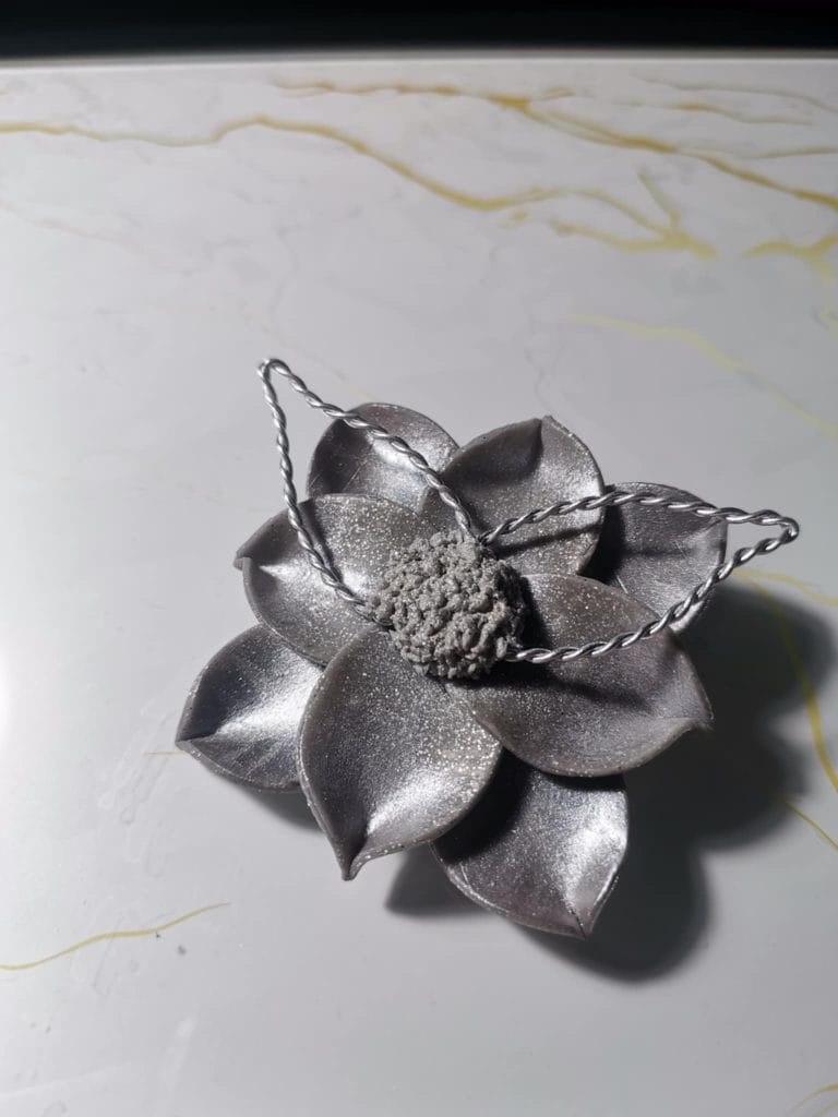 Handmade καρφίτσα "silver leaf brooch" γκρι, ασημί