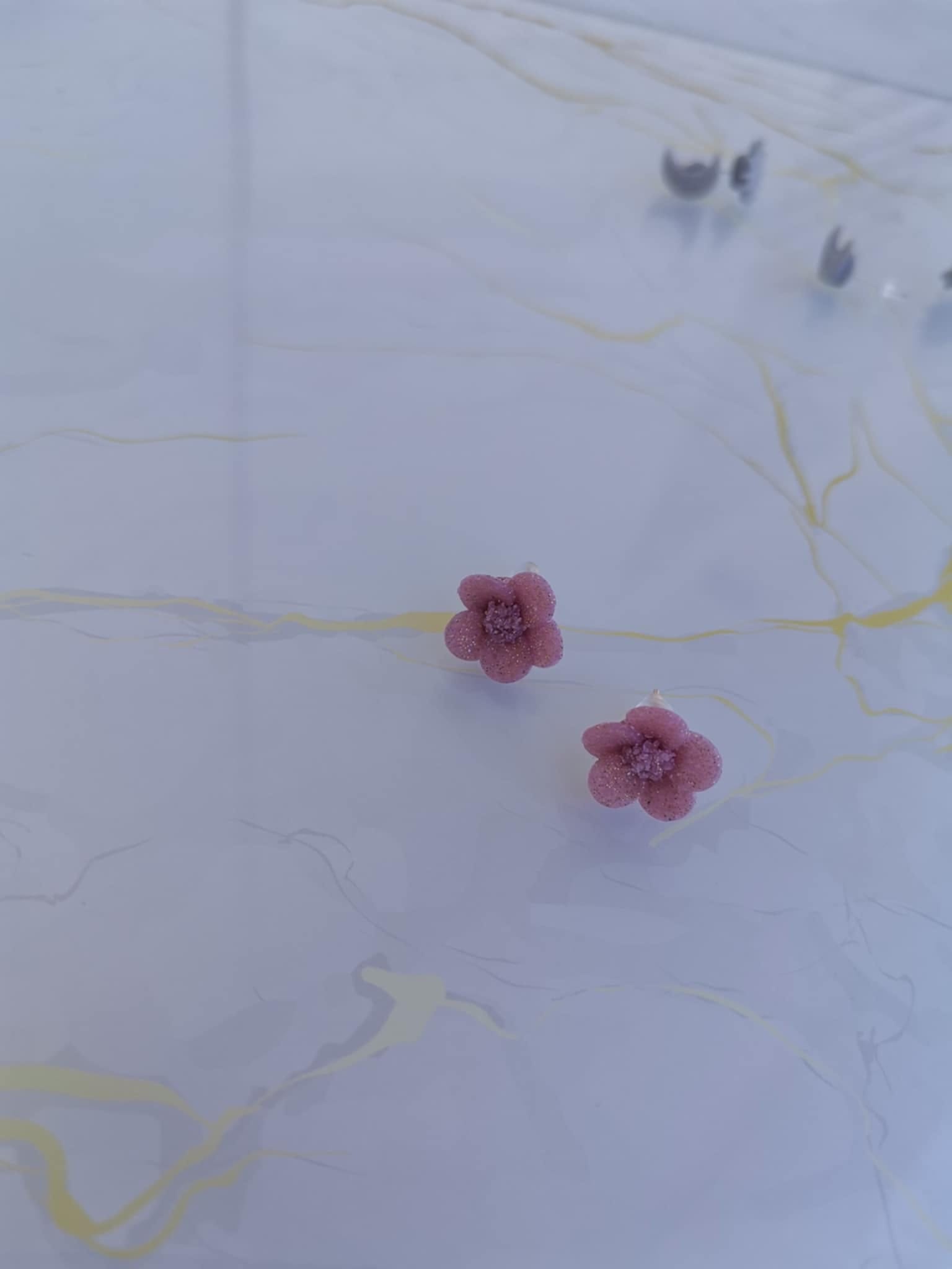Handmade σκουλαρίκια “flowers” ροζ χρυσό