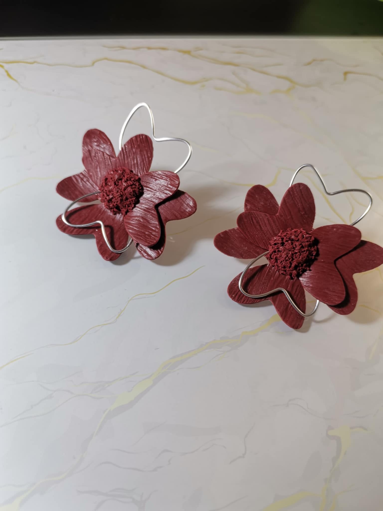 Handmade σκουλαρίκια "Flowery" κεραμιδί