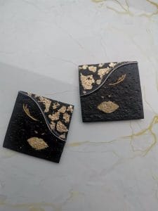 Handmade σκουλαρίκια “gold lady” μαύρο, χρυσό