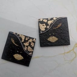 Handmade σκουλαρίκια "gold lady" μαύρο, χρυσό