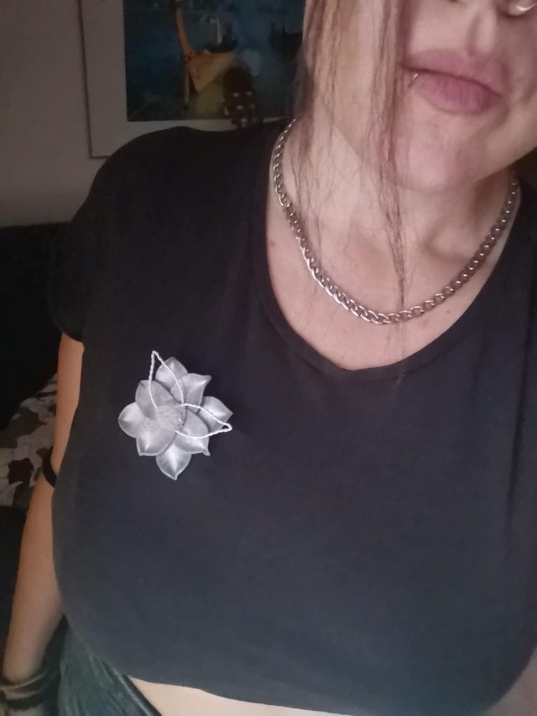 Handmade καρφίτσα "silver leaf brooch" γκρι, ασημί
