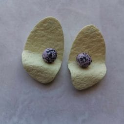Handmade σκουλαρίκια "ball" ροζ με κίτρινο