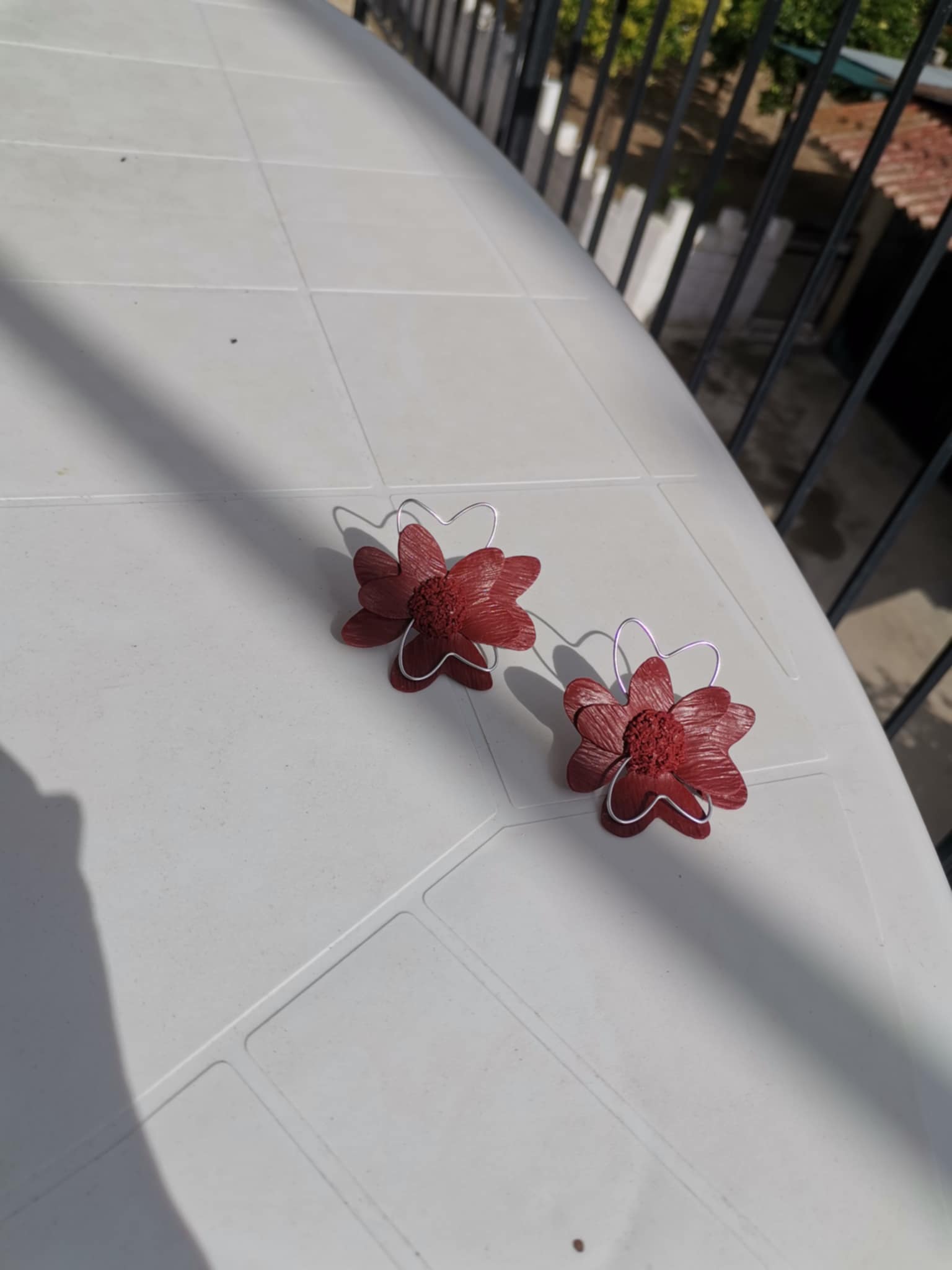 Handmade σκουλαρίκια "Flowery" κεραμιδί
