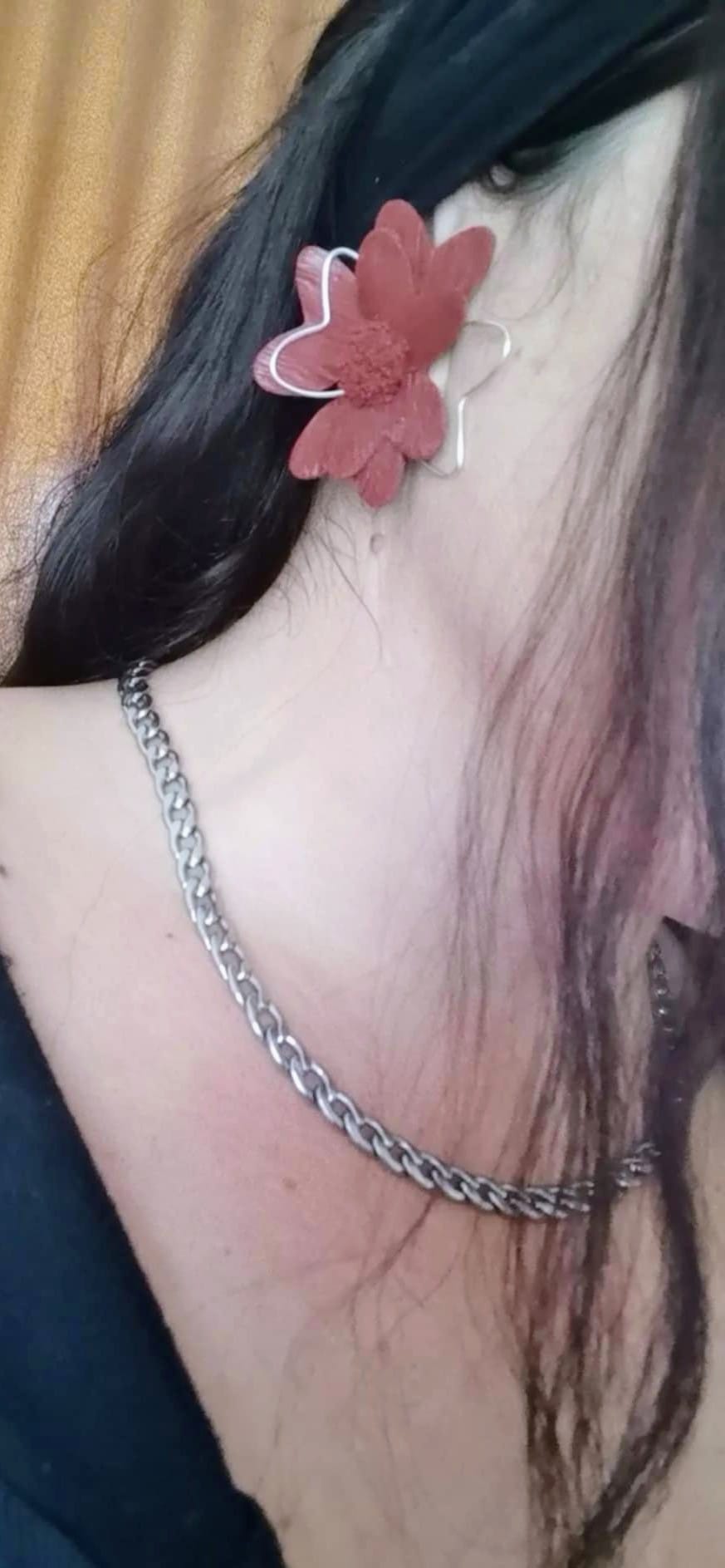 Handmade σκουλαρίκια "Flowery" κεραμιδί