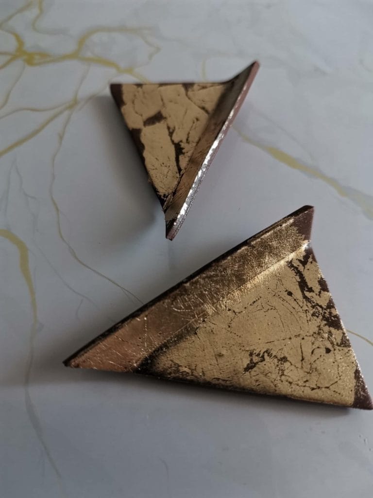 Handmade σκουλαρίκια "gold shuttle" καφέ χρυσό