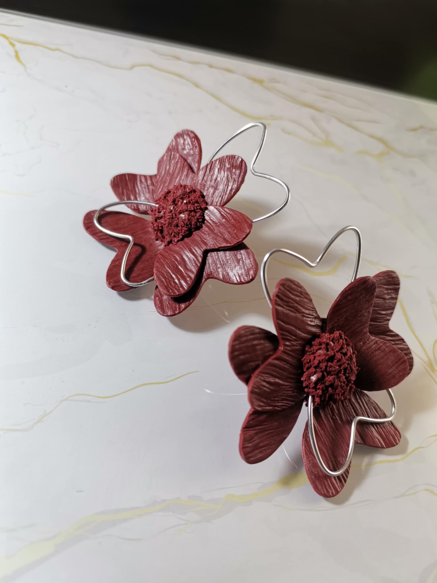 Handmade σκουλαρίκια "Flowery" κεραμιδί