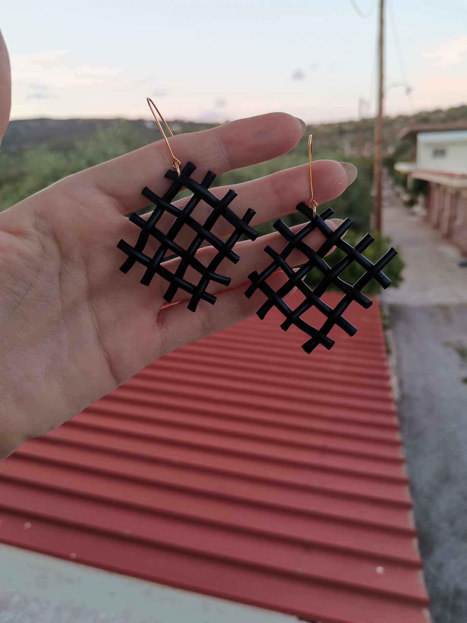 Handmade σκουλαρίκια "net" μαύρα