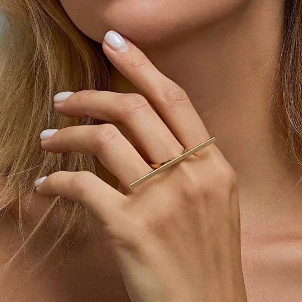 "Minimalist Bars" Γυναικείο Σετ Δαχτυλιδιών Ανοξείδωτο Ατσάλι Επίχρυσο