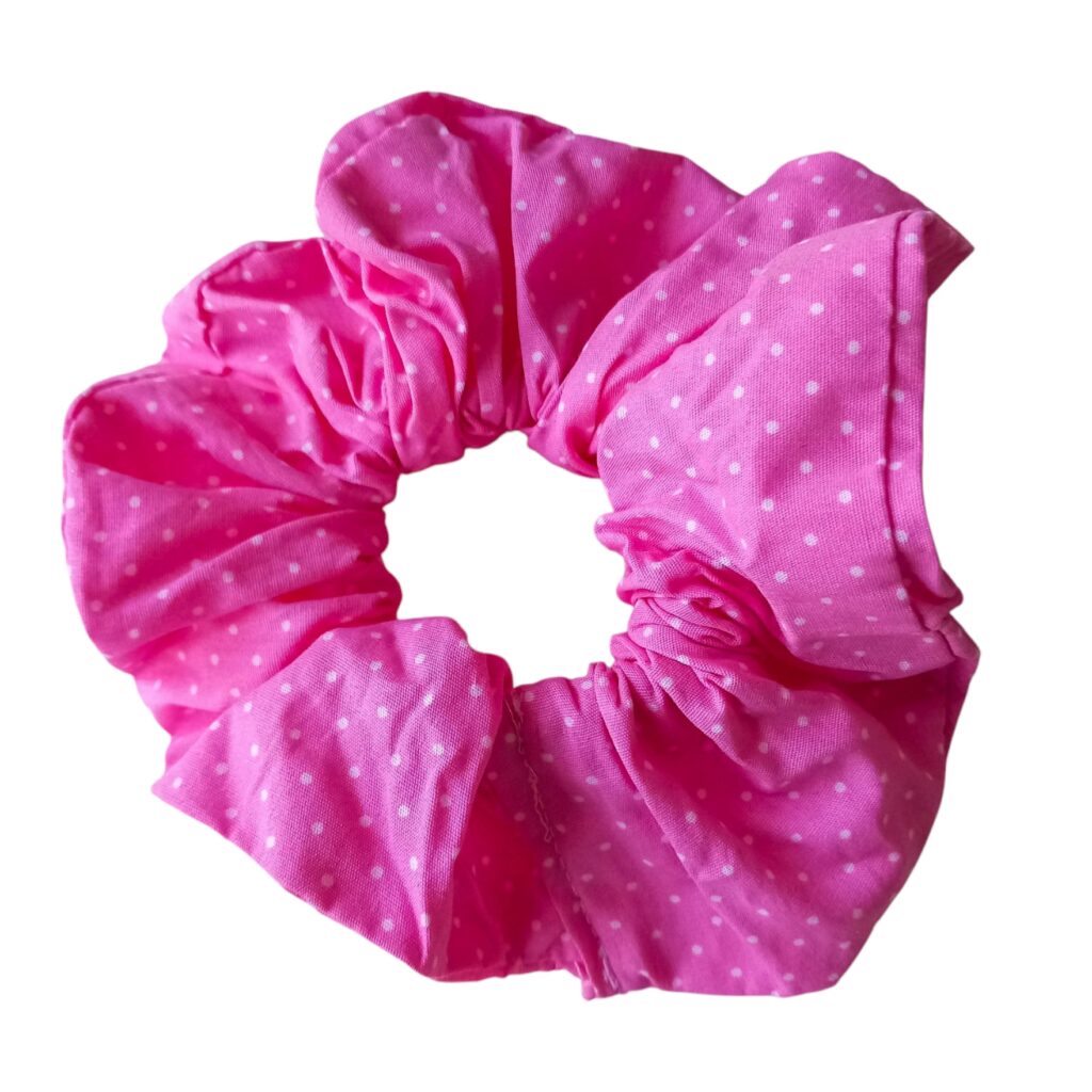 Scrunchie φούξια πουά ποπλίνα