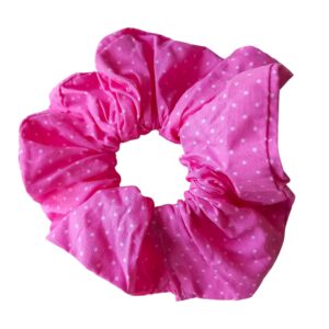 Scrunchie φούξια πουά ποπλίνα