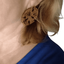 Σκουλαρίκια macrame leopard καρφωτά