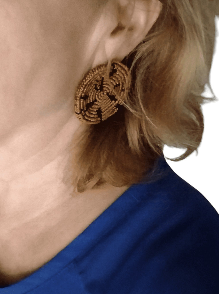 Σκουλαρίκια macrame leopard καρφωτά