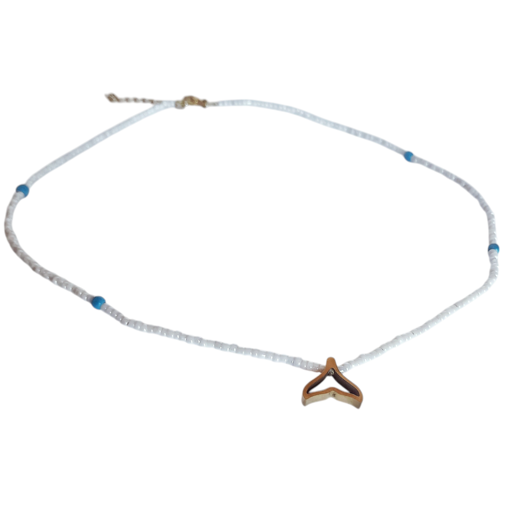Κολιέ με ατσάλινη ουρά φάλαινας και πέτρες
