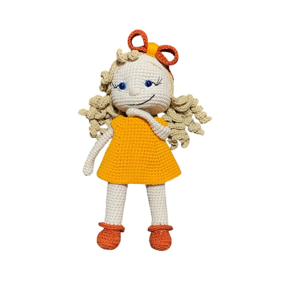 Πλεκτή χειροποίητη κούκλα amigurumi 30 εκατοστά πορτοκαλί