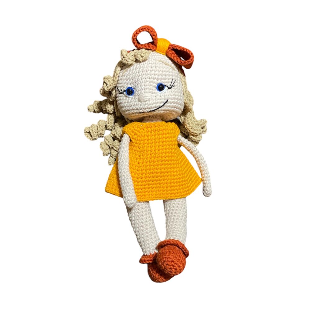 Πλεκτή χειροποίητη κούκλα amigurumi 30 εκατοστά πορτοκαλί