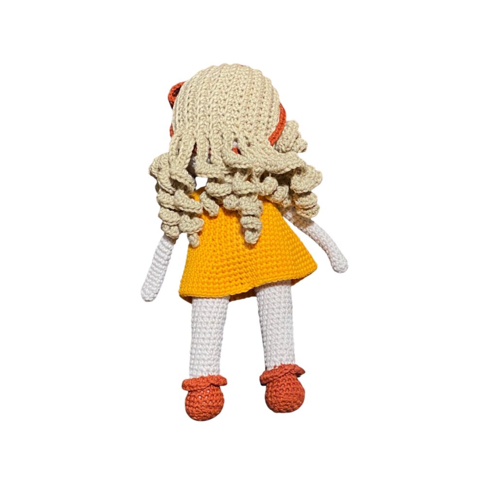 Πλεκτή χειροποίητη κούκλα amigurumi 30 εκατοστά πορτοκαλί