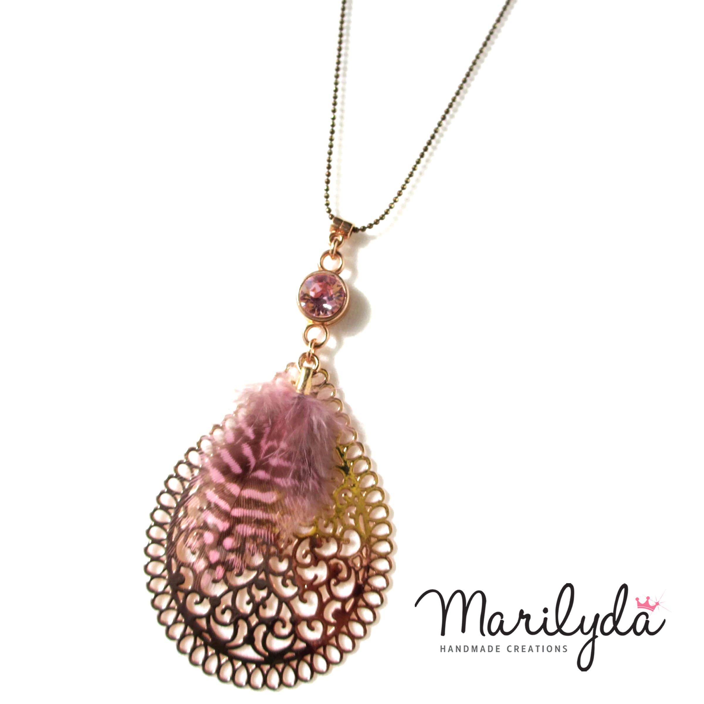 Κολιέ Swarovski line "Filigree Feather" pink