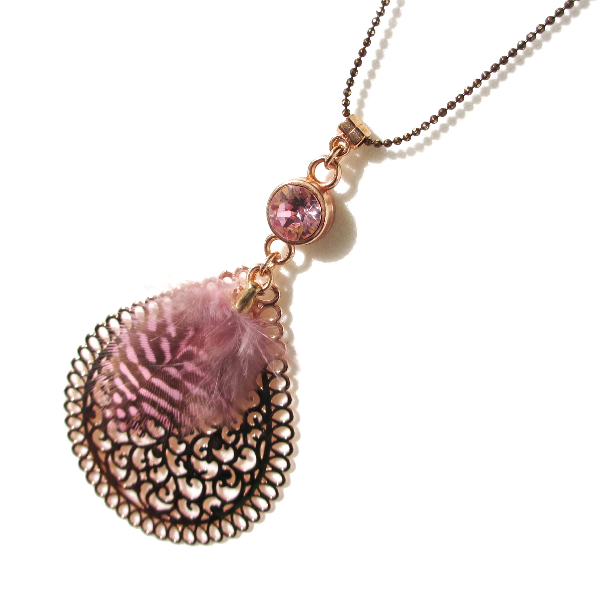 Κολιέ Swarovski line "Filigree Feather" pink