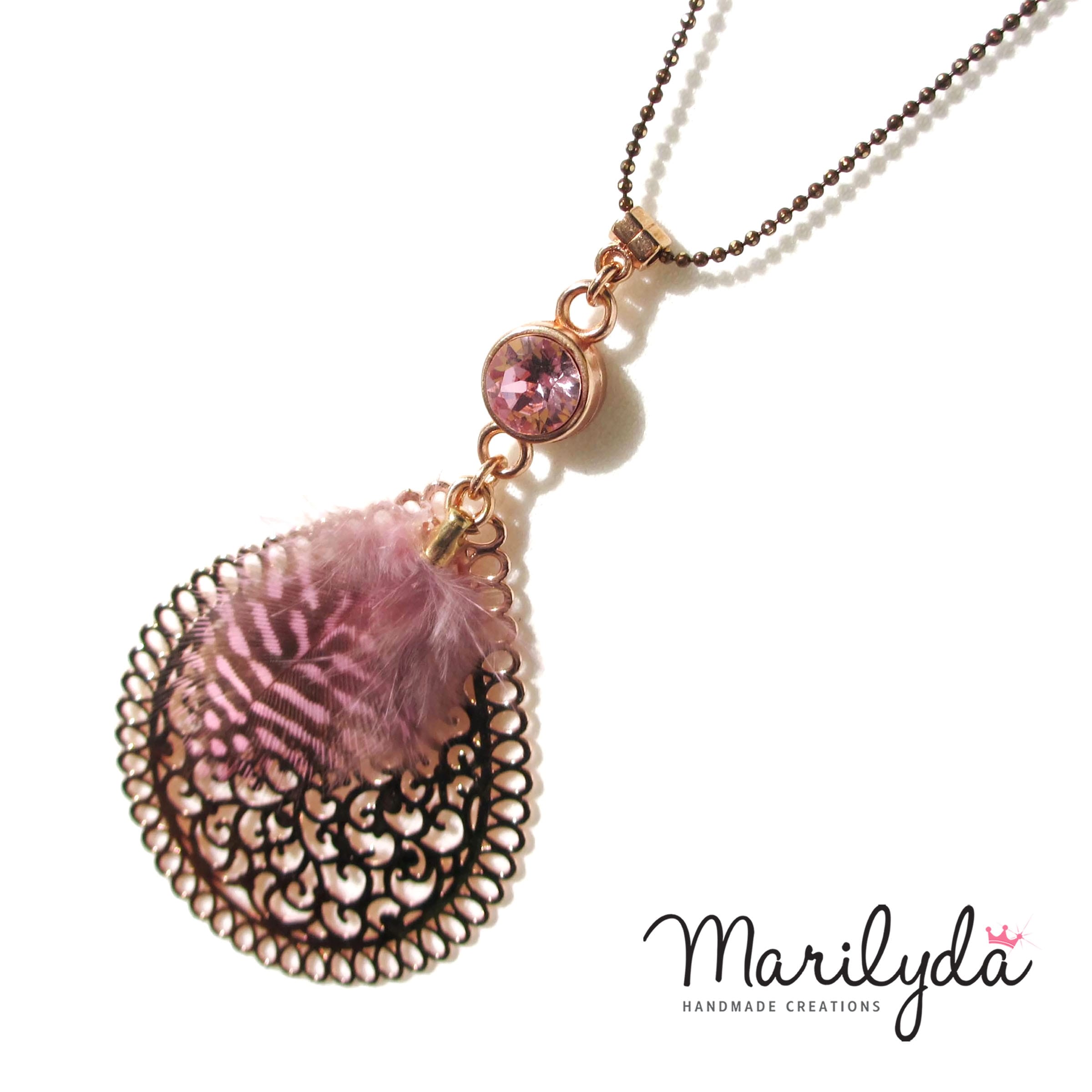 Κολιέ Swarovski line "Filigree Feather" pink
