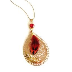 Κολιέ "Filigree feather red"