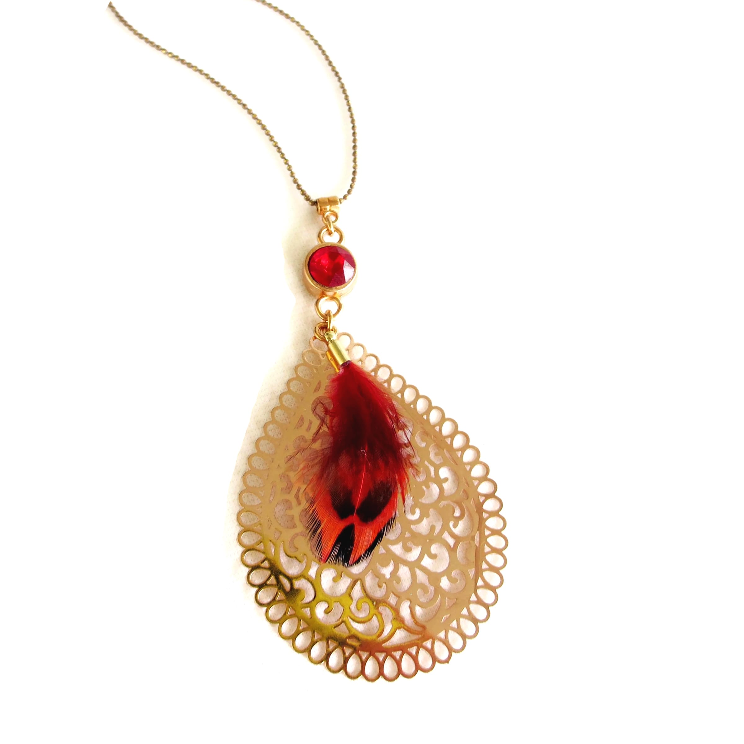 Κολιέ “Filigree feather red”