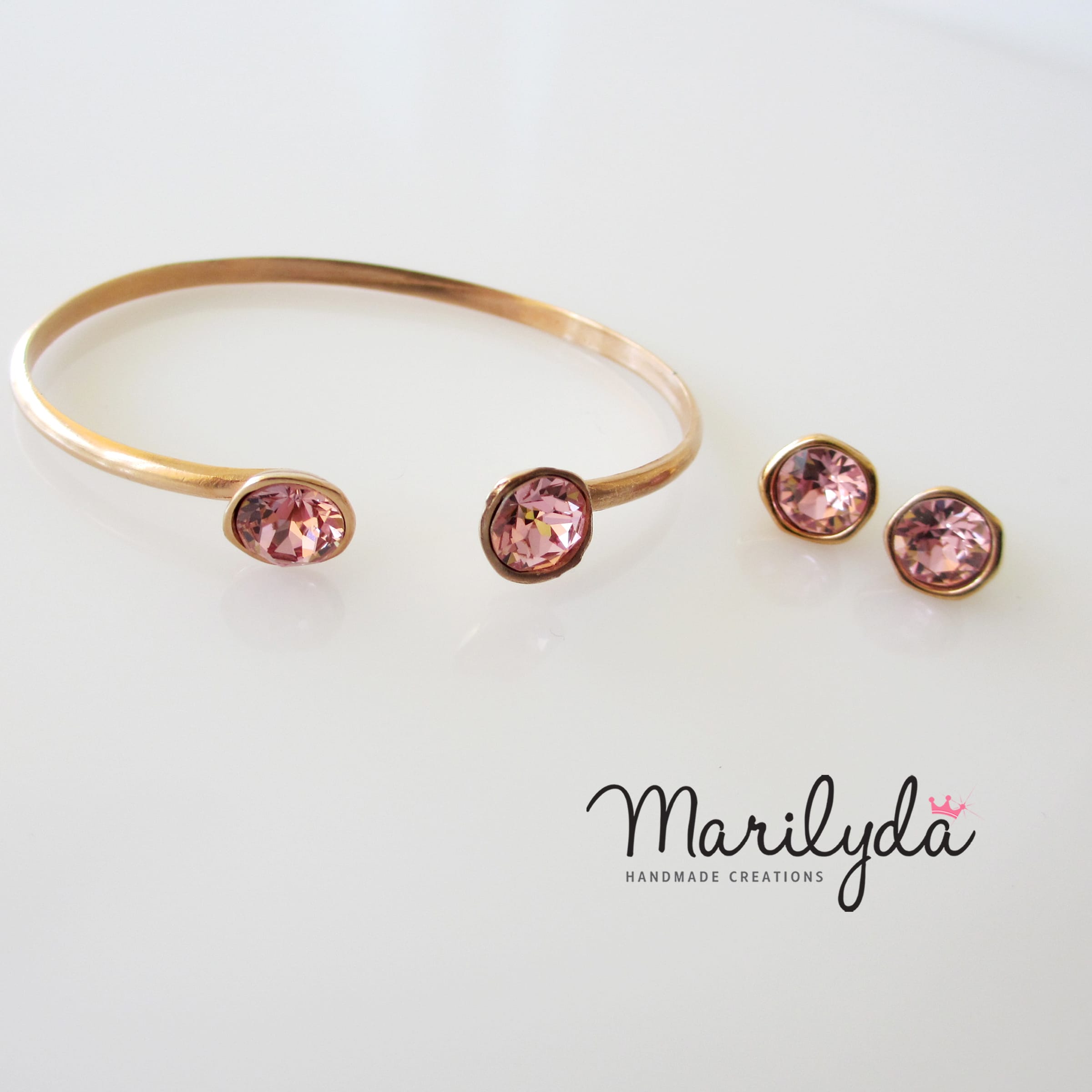 Βραχιόλι rose gold Swarovski crystal pink