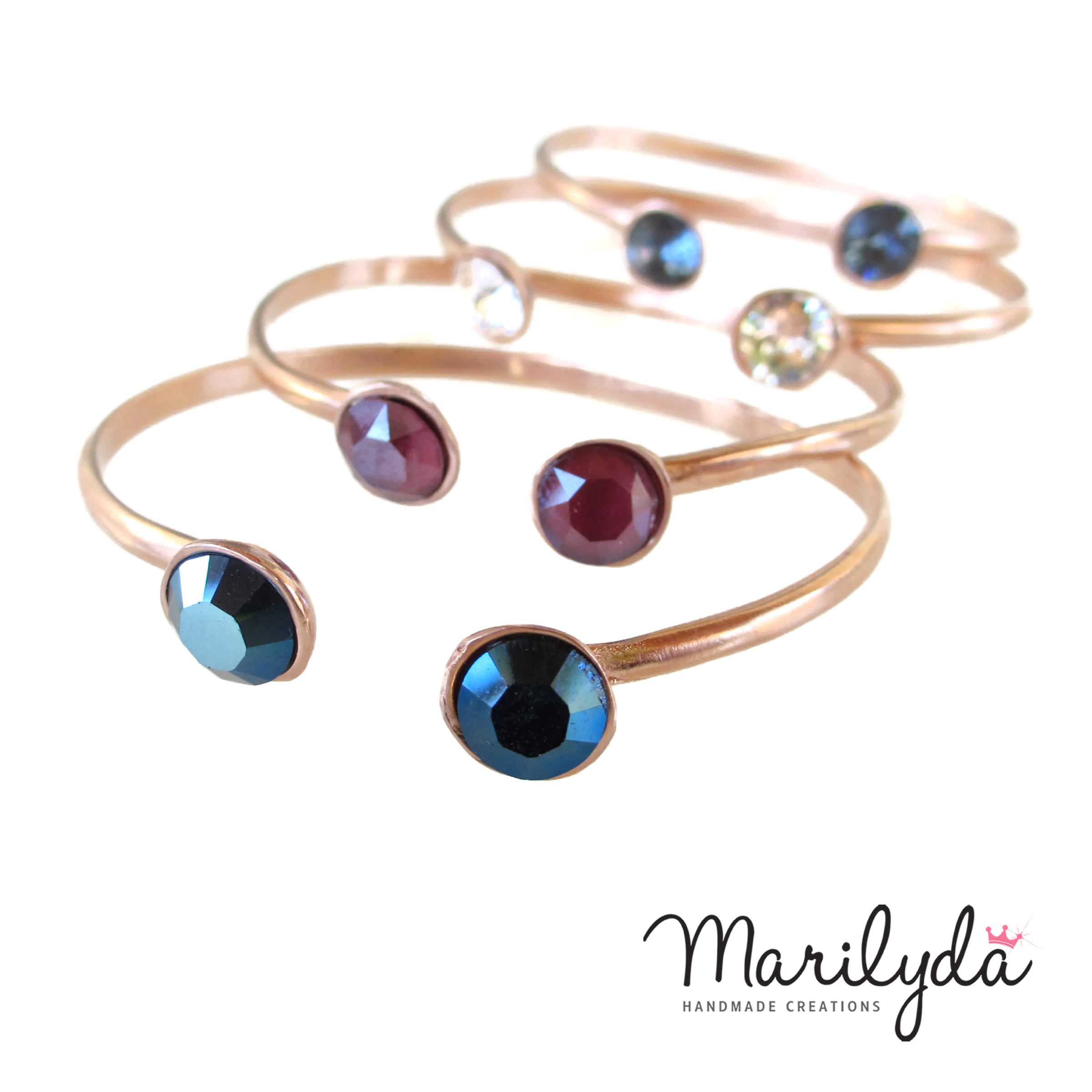 Βραχιόλι επίχρυσο rose gold swarovski crystal red wine