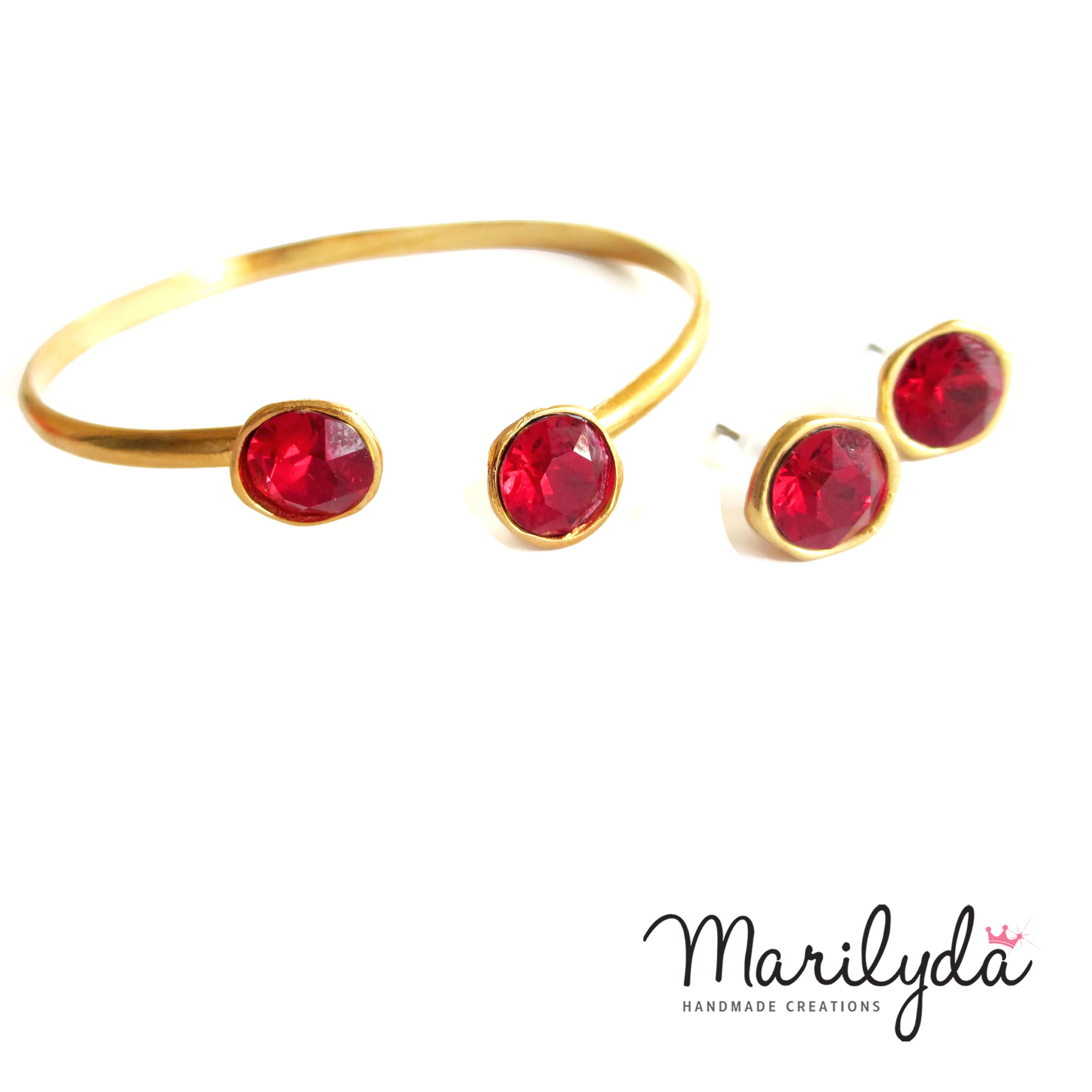 Σκουλαρίκια καρφωτά swarovski crystal red