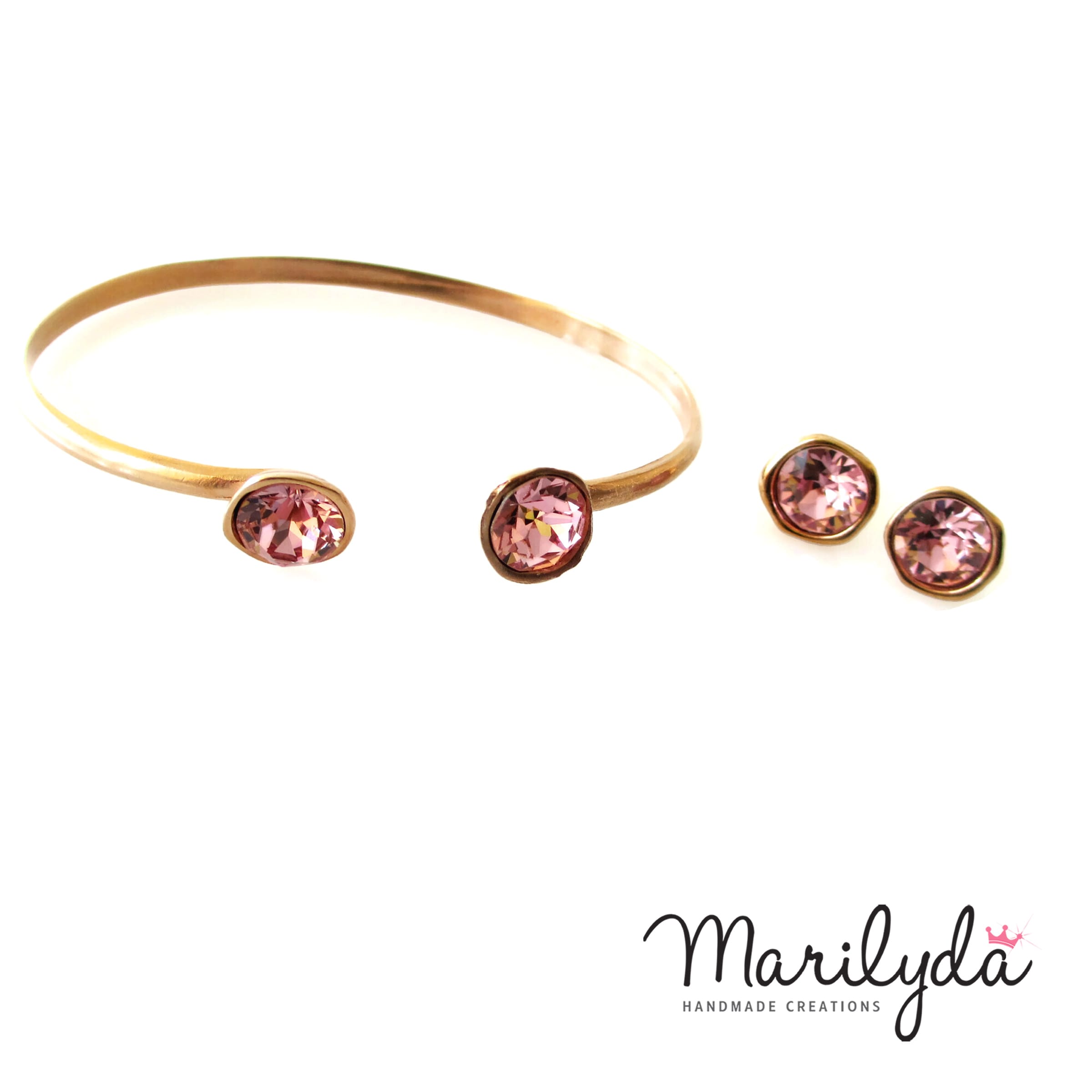 Βραχιόλι rose gold Swarovski crystal pink