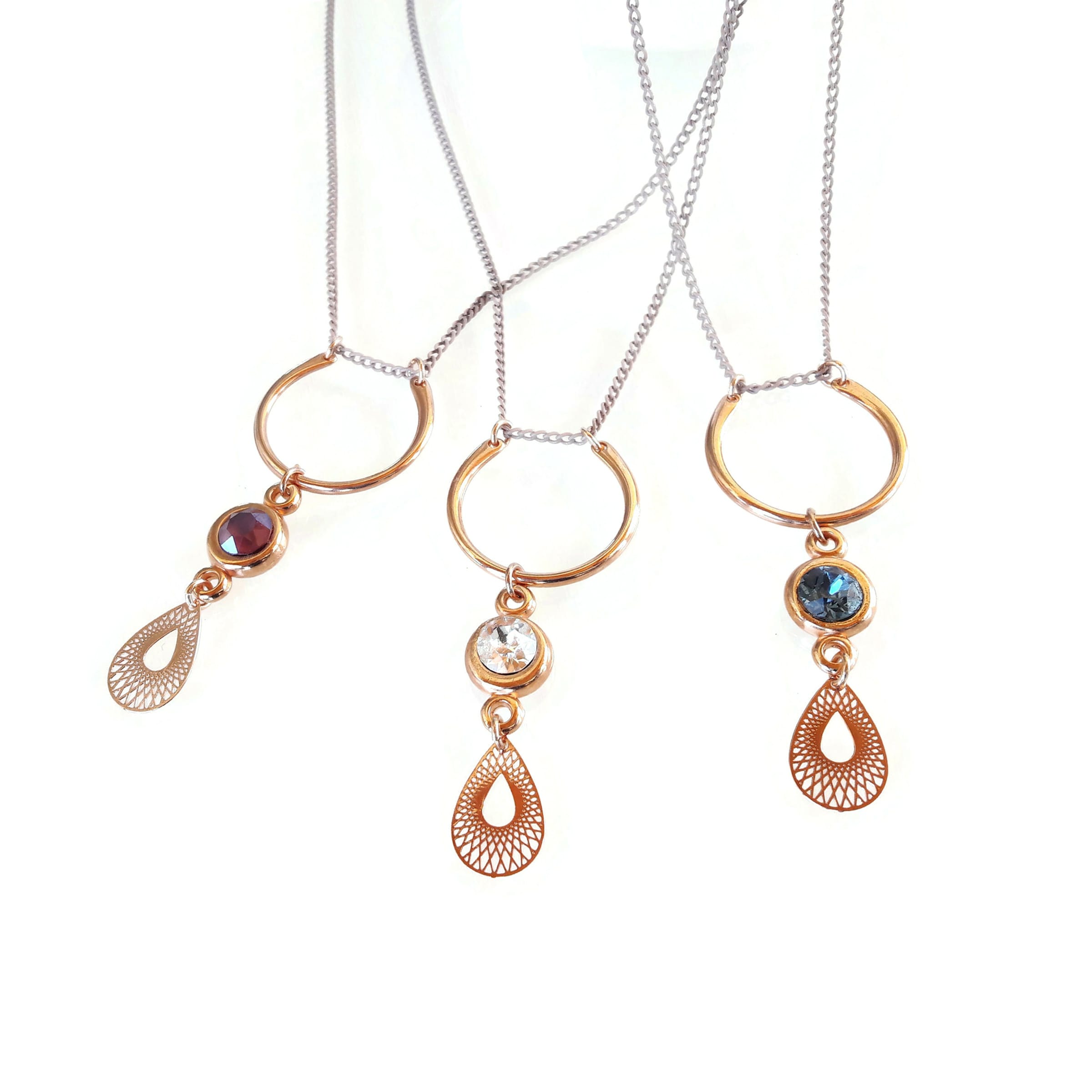 Μακρύ κολιέ Swarovski "Open circle crystal" blue
