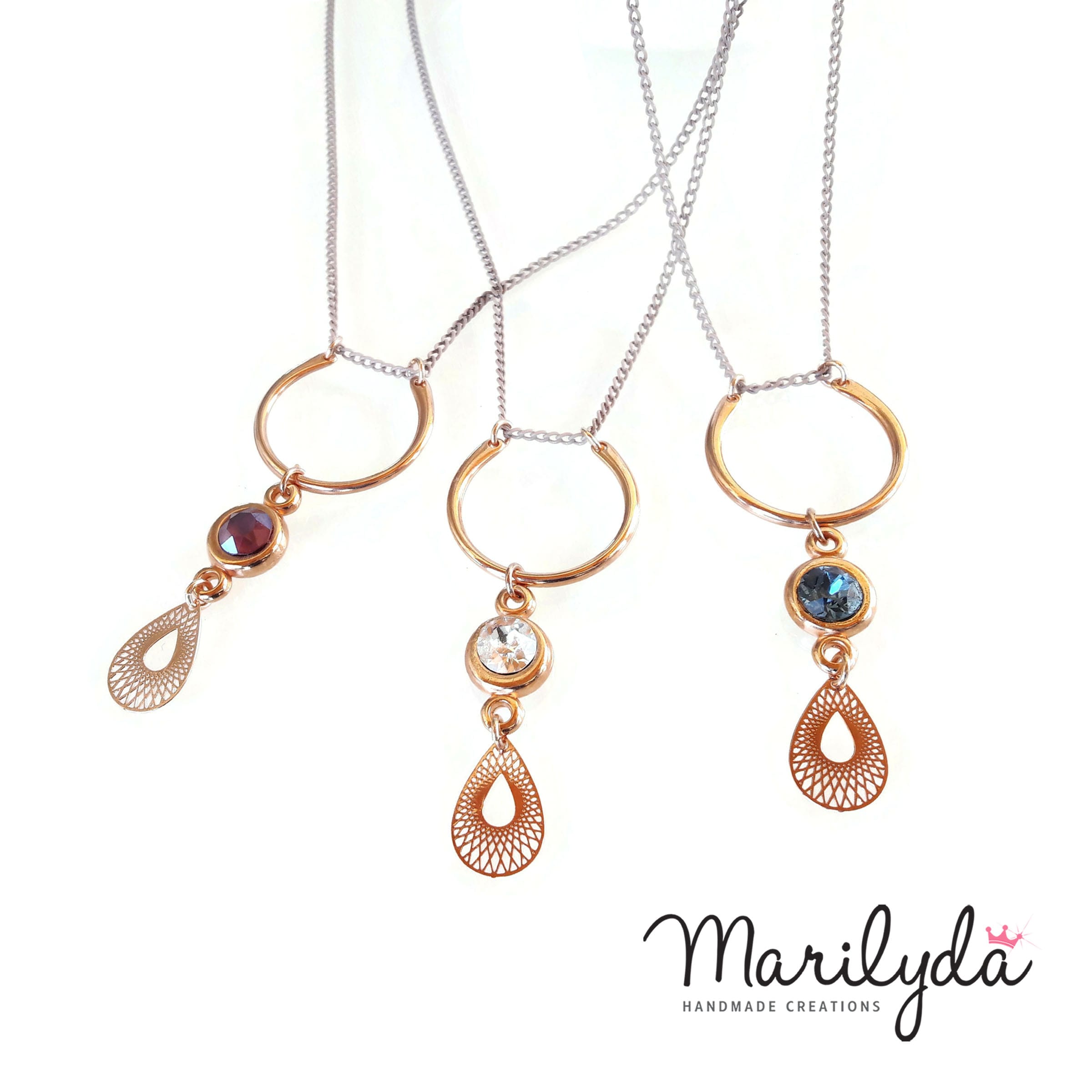Μακρύ κολιέ Swarovski "Open circle crystal" blue