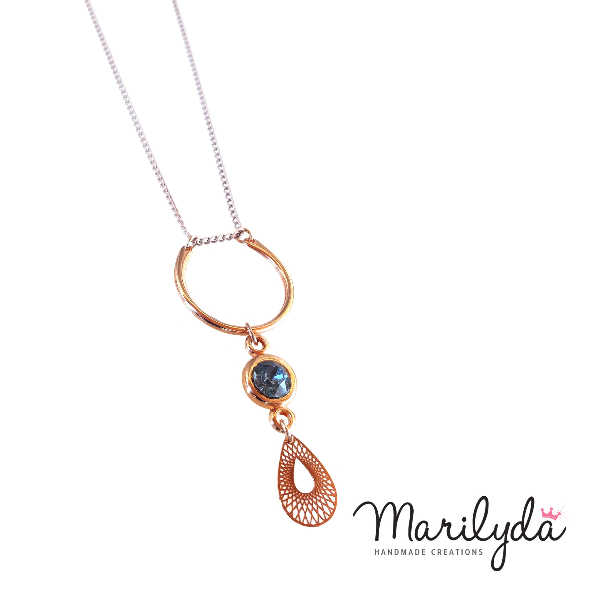 Μακρύ κολιέ Swarovski "Open circle crystal" blue