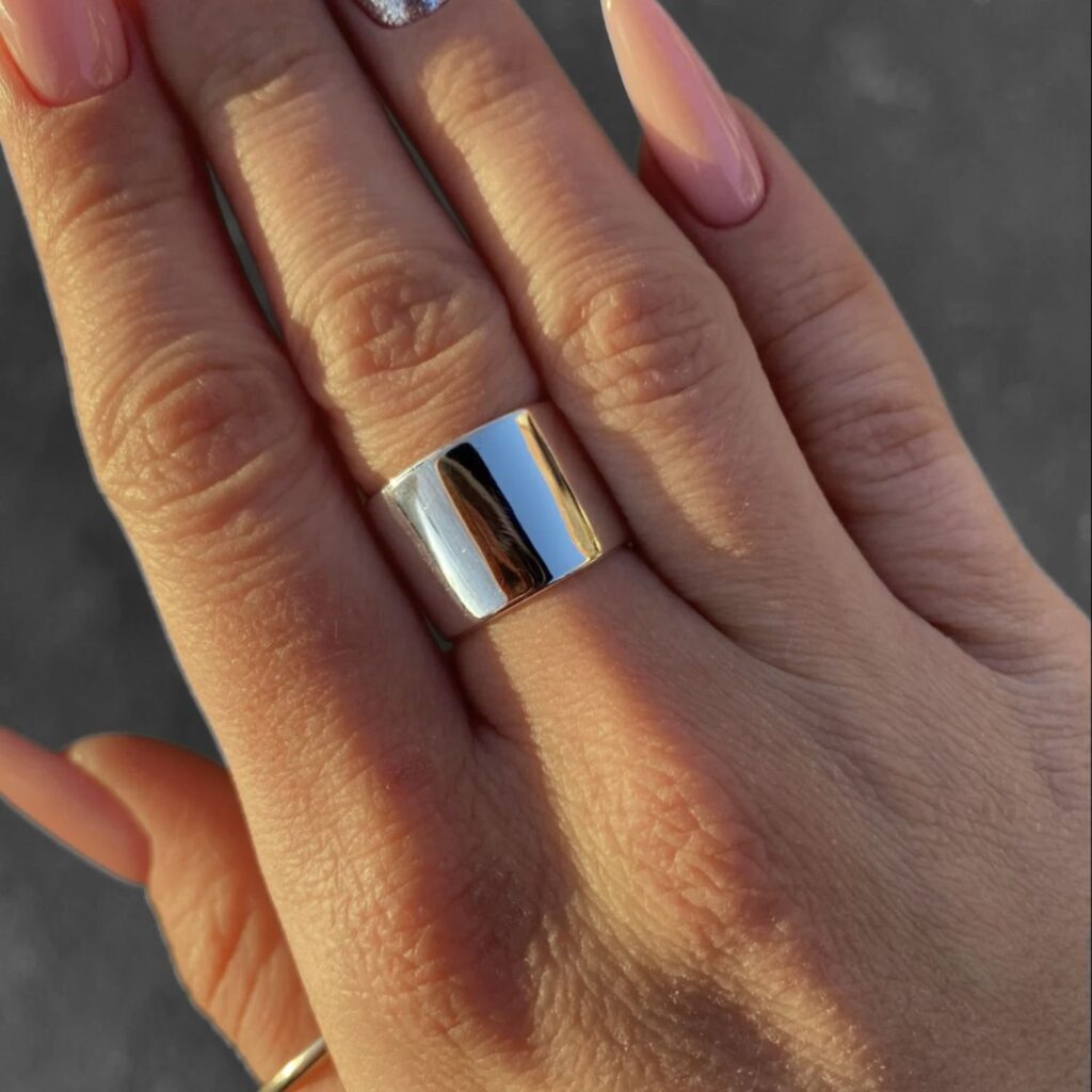 Δαχτυλίδι minimal cuff φαρδύ ασήμι 925 επιπλατινωμένο ανοιγόμενο