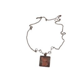 Antique / Κολιέ από Gunmetal αλυσίδα & μενταγιόν με υγρό γυαλί.