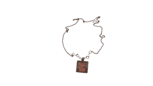 Antique / Κολιέ από Gunmetal αλυσίδα & μενταγιόν με υγρό γυαλί.