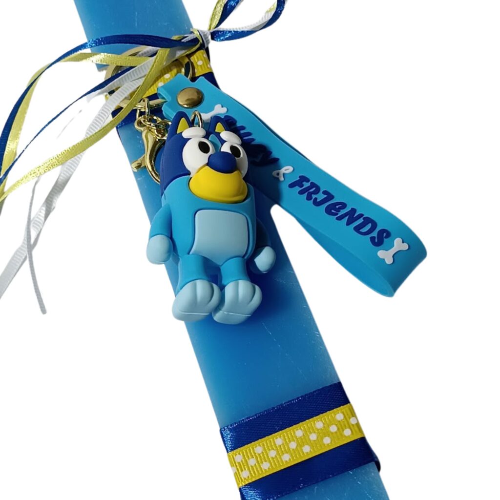 Πασχαλινή λαμπάδα με μπρελόκ από σιλικόνη Bluey