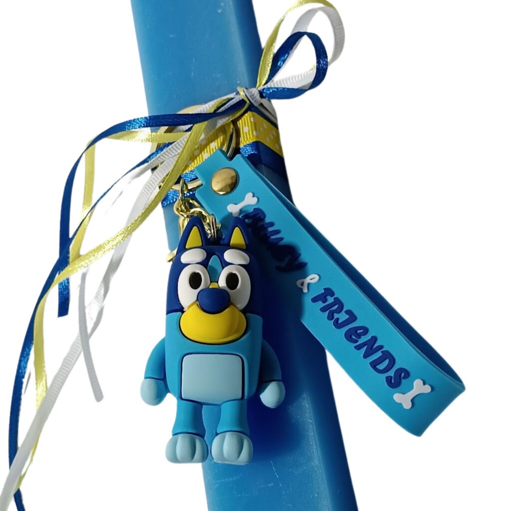Πασχαλινή λαμπάδα με μπρελόκ από σιλικόνη Bluey