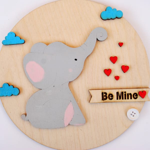 Kαδράκι ελεφαντάκι "be mine" 20εκ