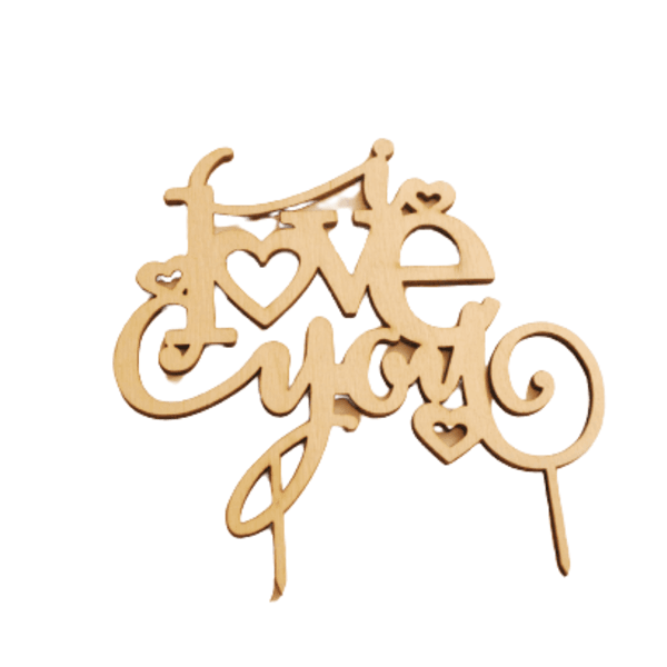 Ξύλινο cake topper ‘I love you’