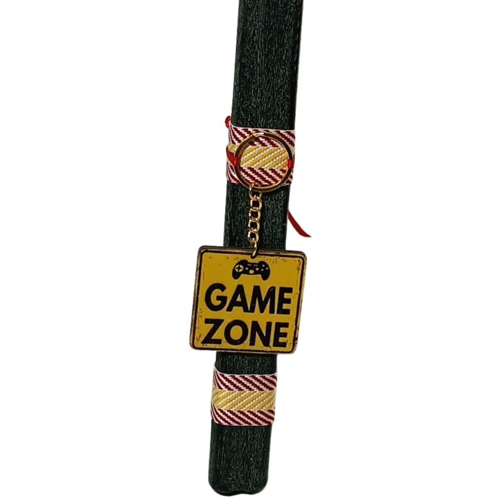 Πασχαλινή λαμπάδα με ξύλινο μπρελόκ Game Zone
