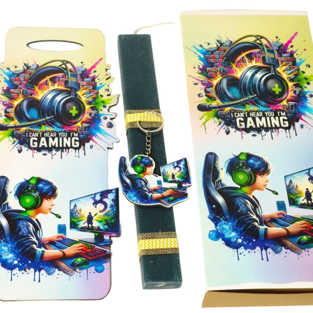 Πασχαλινή λαμπάδα gaming με πλάτη και κουτί