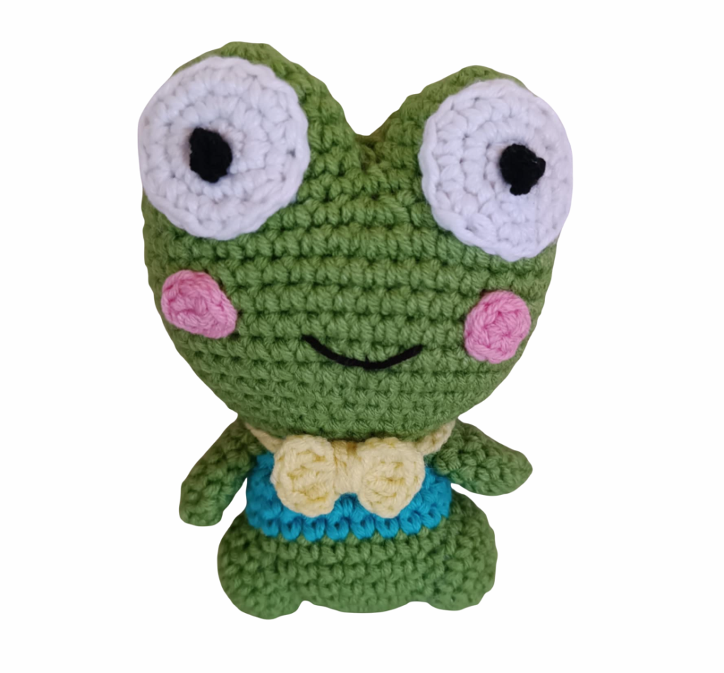 Πλεκτός χειροποίητος βάτραχος (amigurumi) "Squeeze frog "
